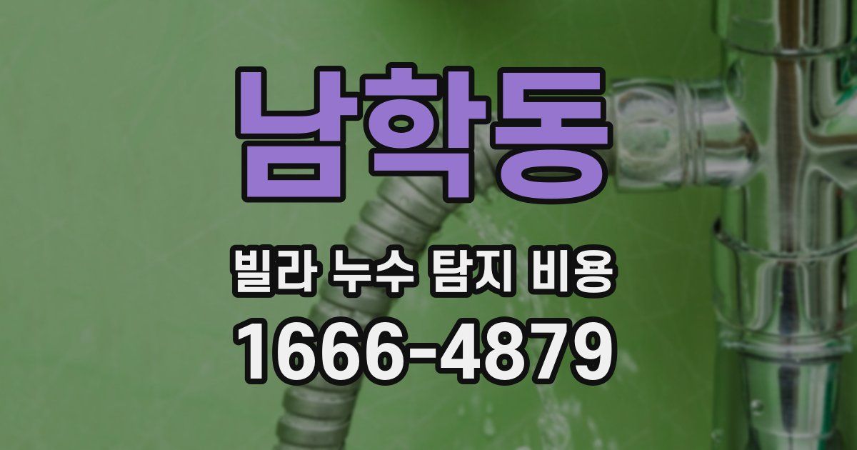 남학동 빌라 누수 탐지 비용