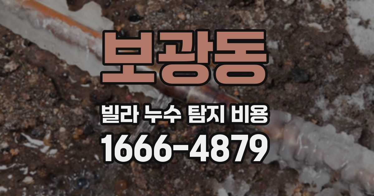 보광동 빌라 누수 탐지 비용