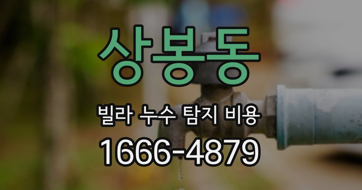 상봉동 빌라 누수 탐지 비용
