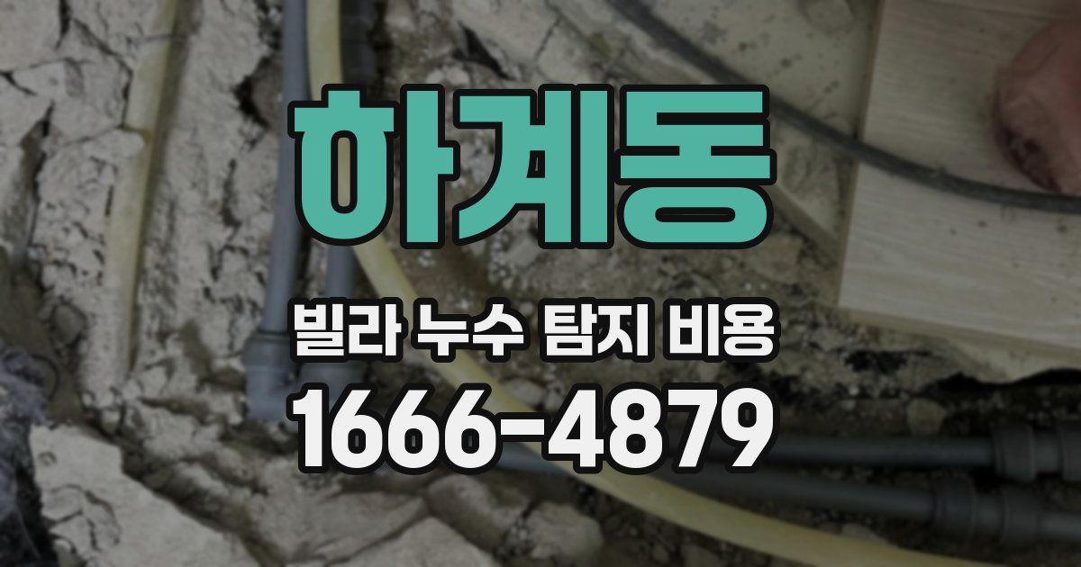 하계동 빌라 누수 탐지 비용