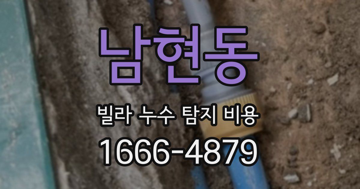 남현동 빌라 누수 탐지 비용