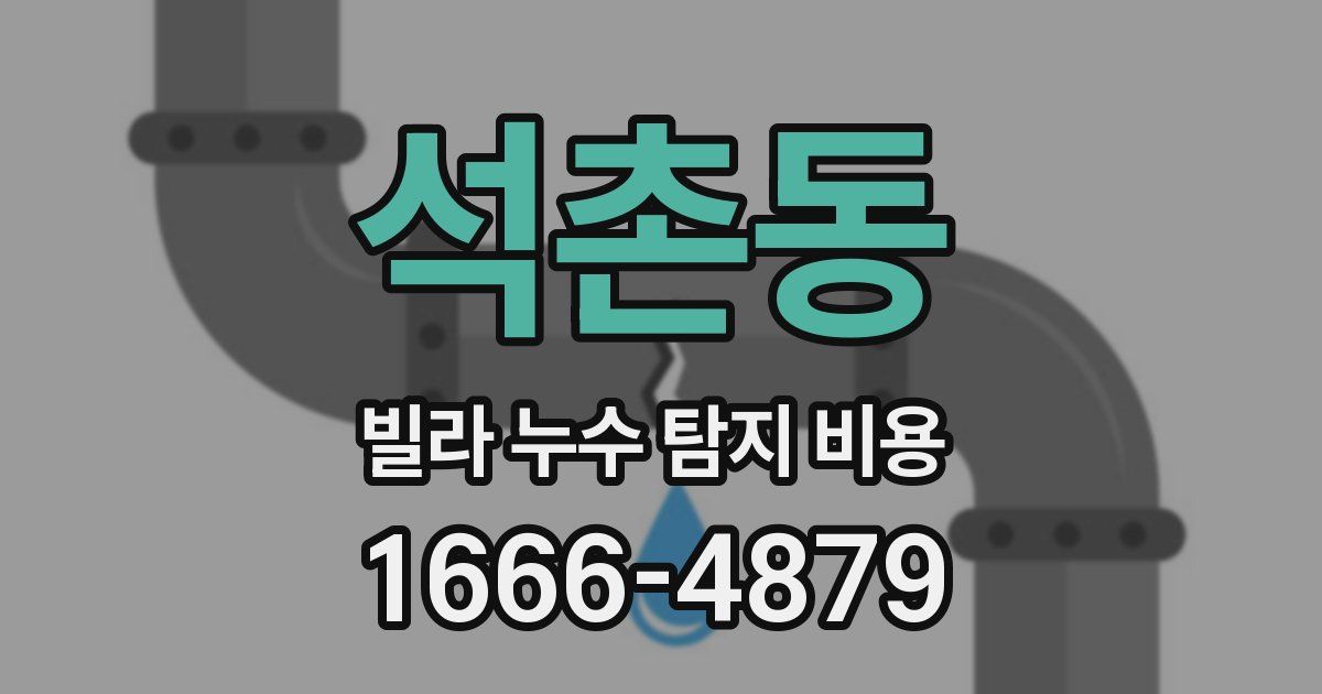 석촌동 빌라 누수 탐지 비용