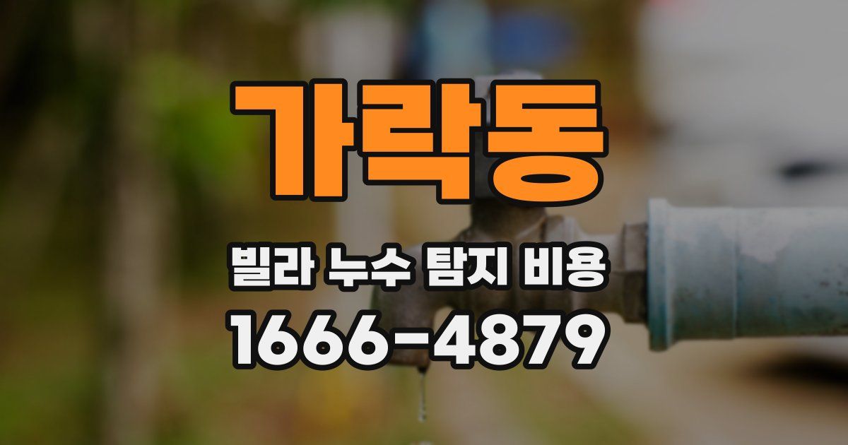 가락동 빌라 누수 탐지 비용