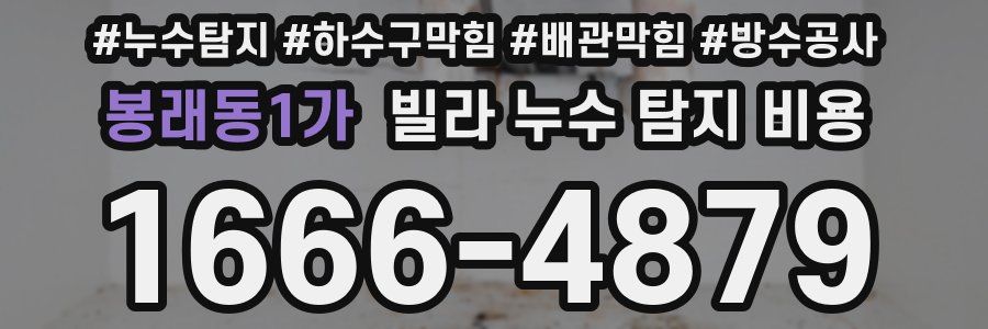 봉래동1가 빌라 누수 탐지 비용