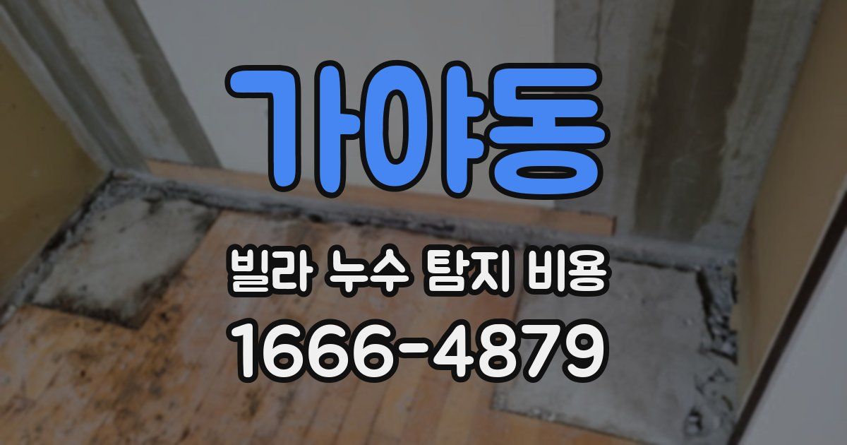 가야동 빌라 누수 탐지 비용