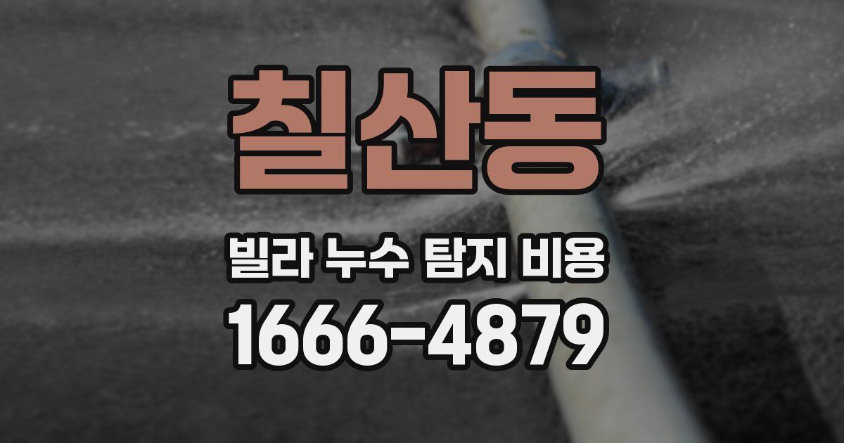 칠산동 빌라 누수 탐지 비용