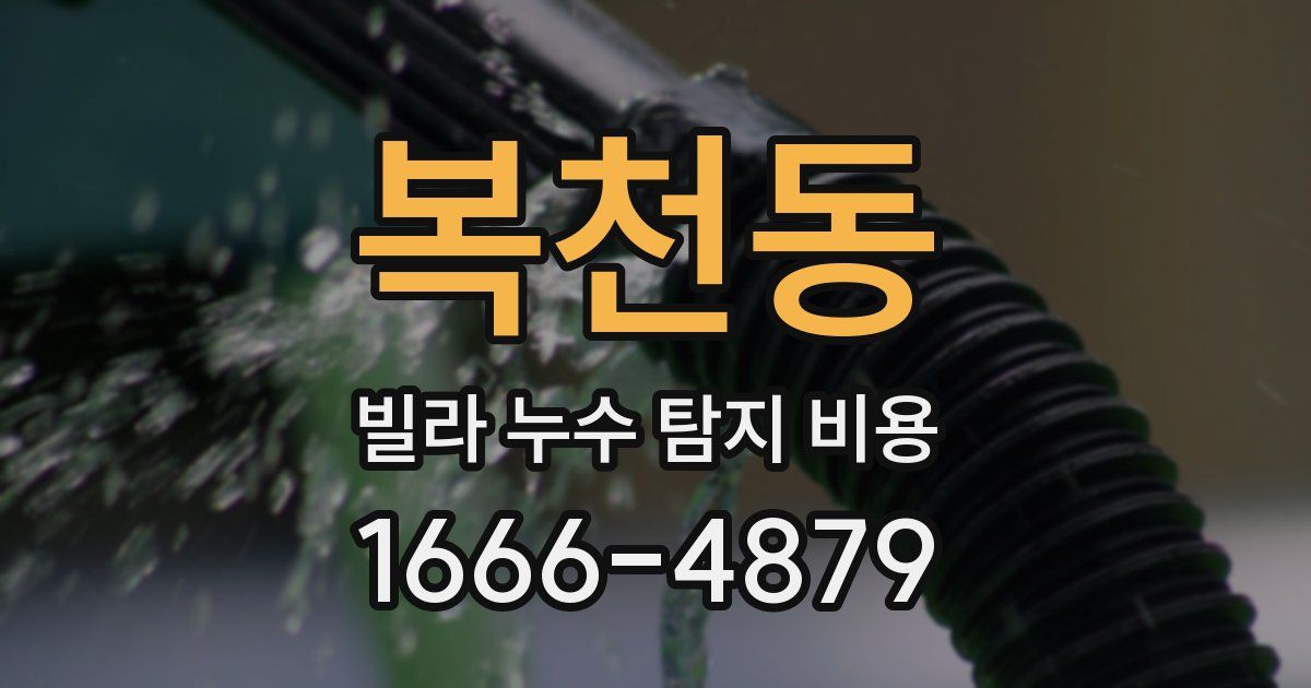 복천동 빌라 누수 탐지 비용
