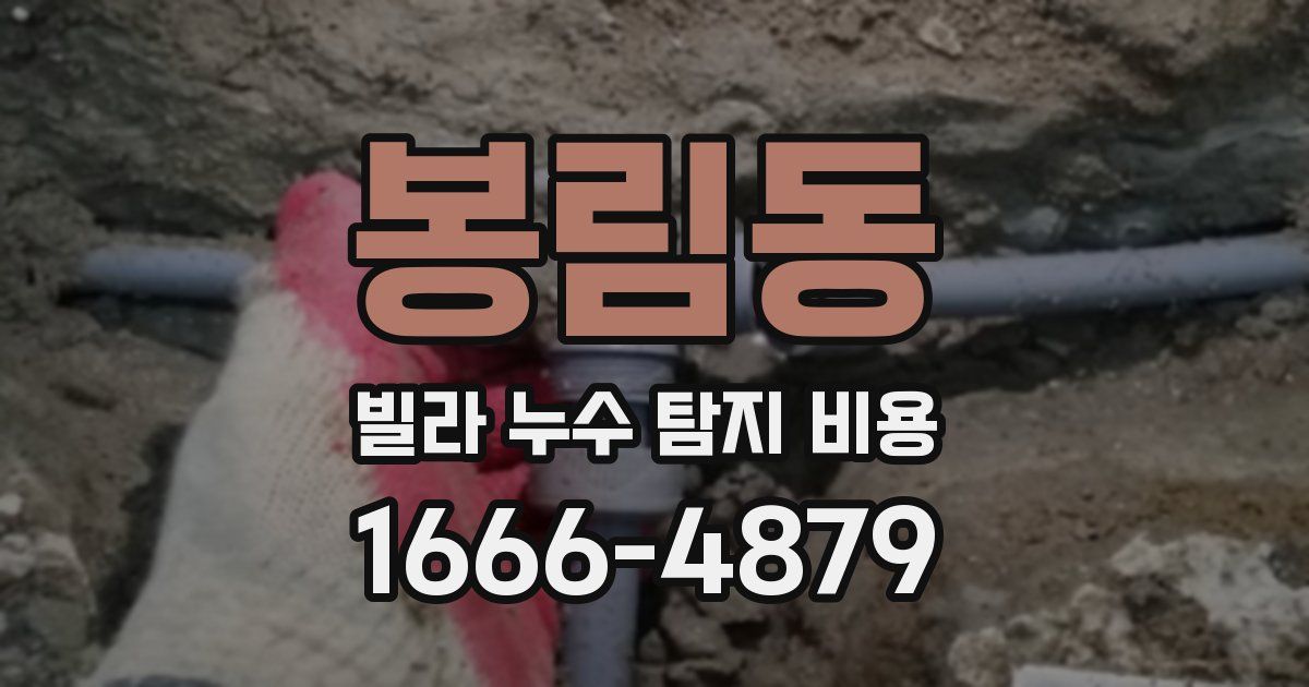 봉림동 빌라 누수 탐지 비용