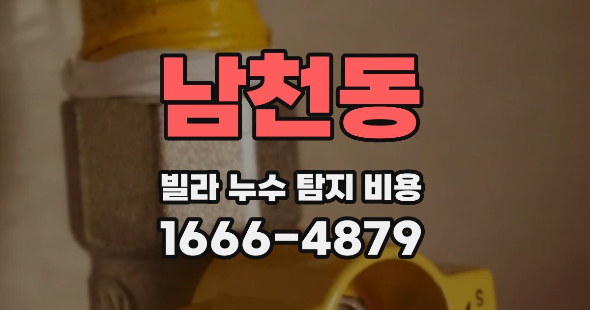 남천동 빌라 누수 탐지 비용
