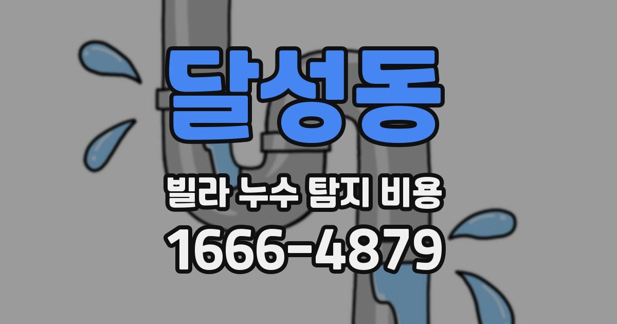 달성동 빌라 누수 탐지 비용