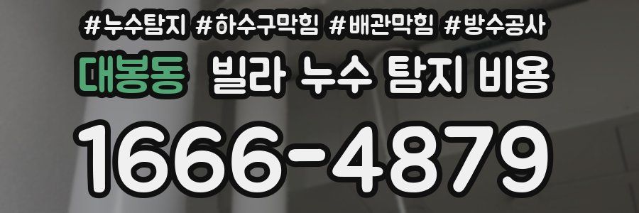대봉동 빌라 누수 탐지 비용