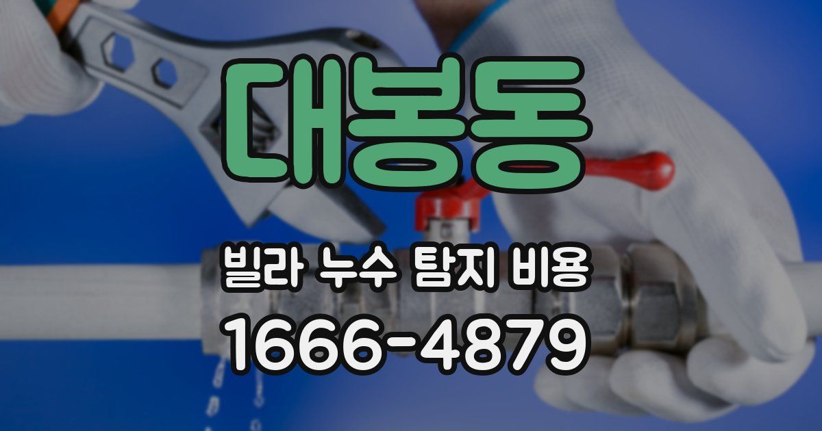 대봉동 빌라 누수 탐지 비용