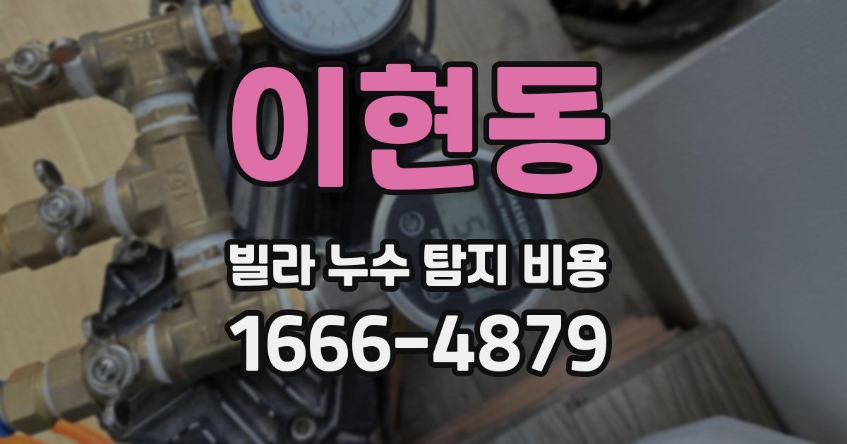 이현동 빌라 누수 탐지 비용