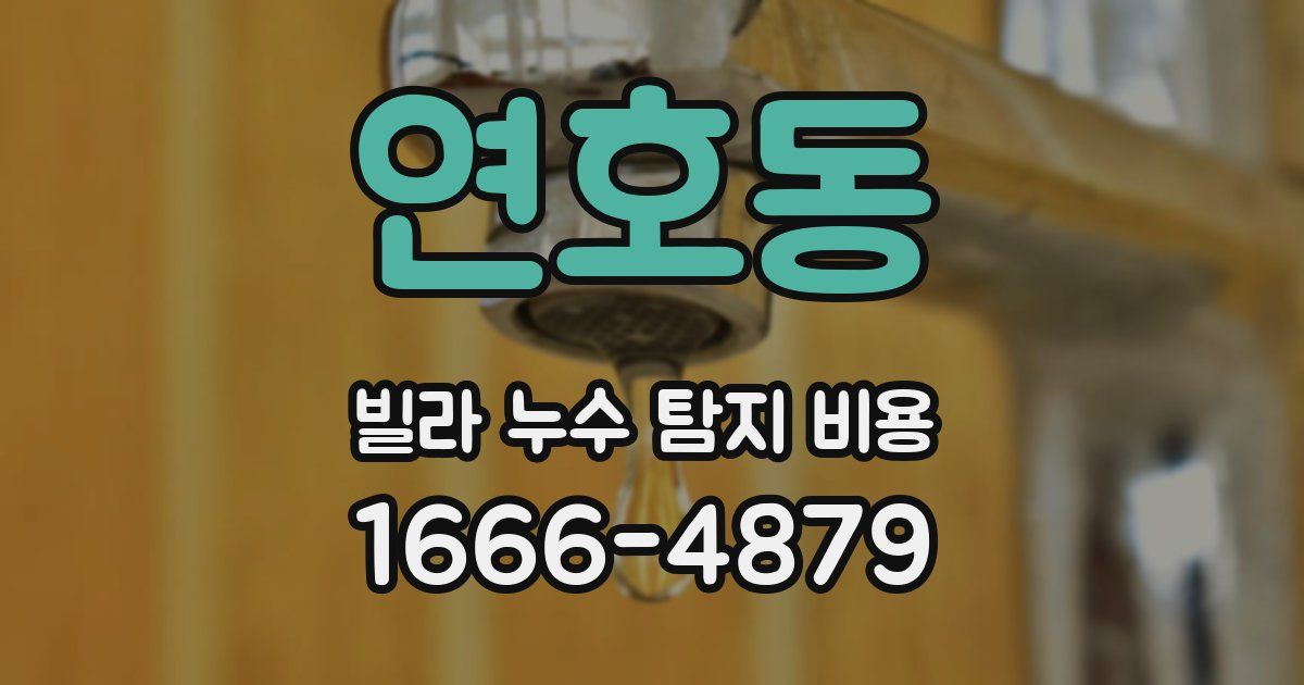 연호동 빌라 누수 탐지 비용