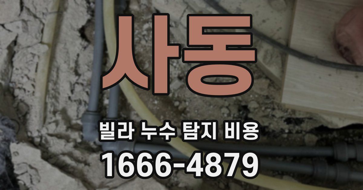 사동 빌라 누수 탐지 비용