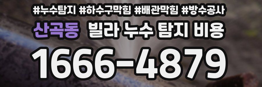 산곡동 빌라 누수 탐지 비용