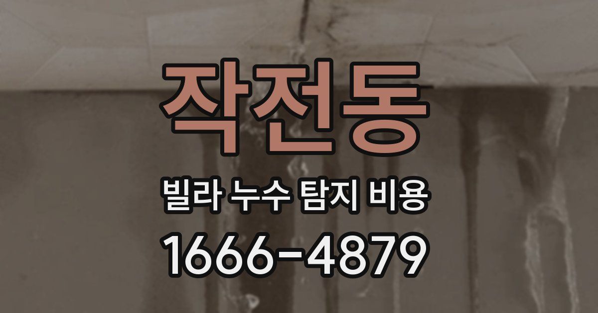 작전동 빌라 누수 탐지 비용