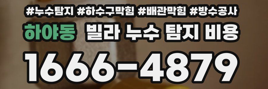 하야동 빌라 누수 탐지 비용