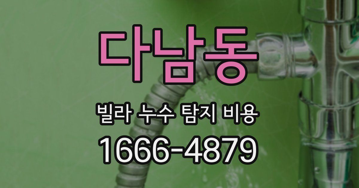 다남동 빌라 누수 탐지 비용