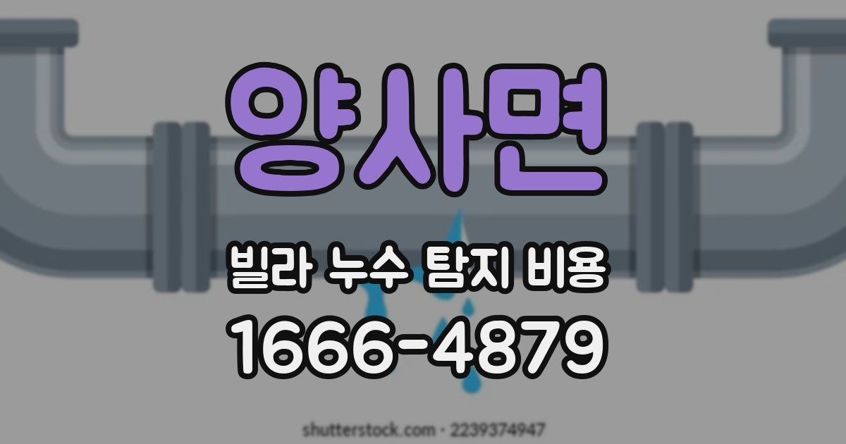 양사면 빌라 누수 탐지 비용
