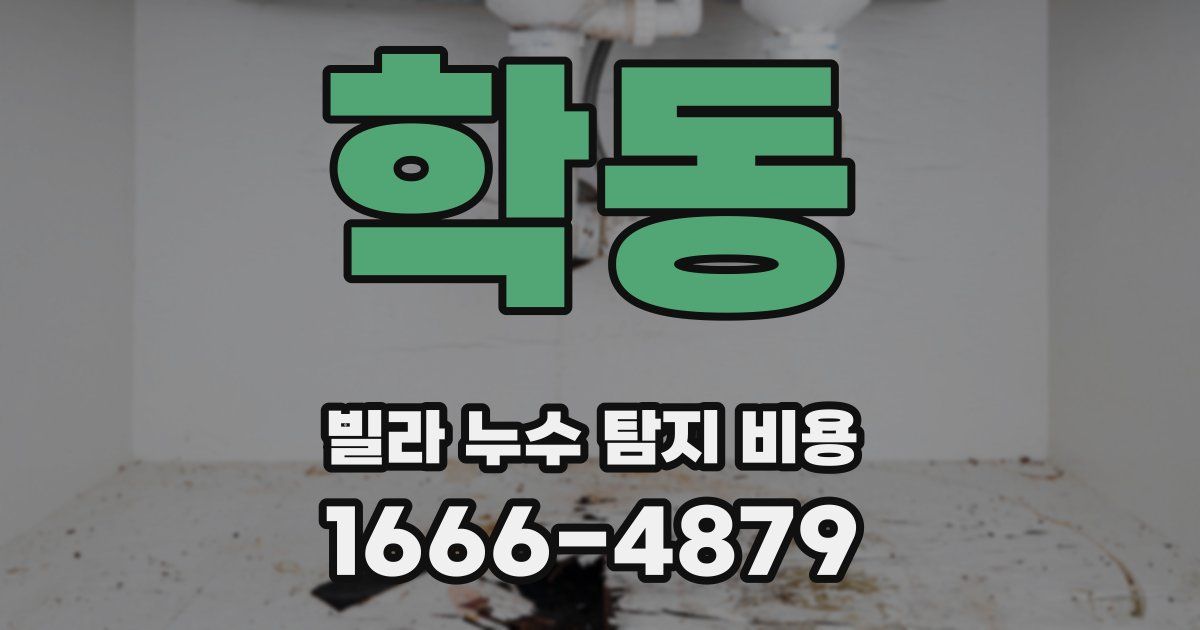 학동 빌라 누수 탐지 비용