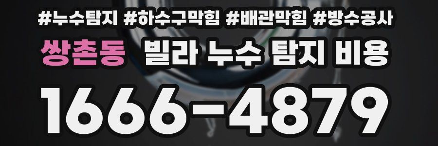쌍촌동 빌라 누수 탐지 비용