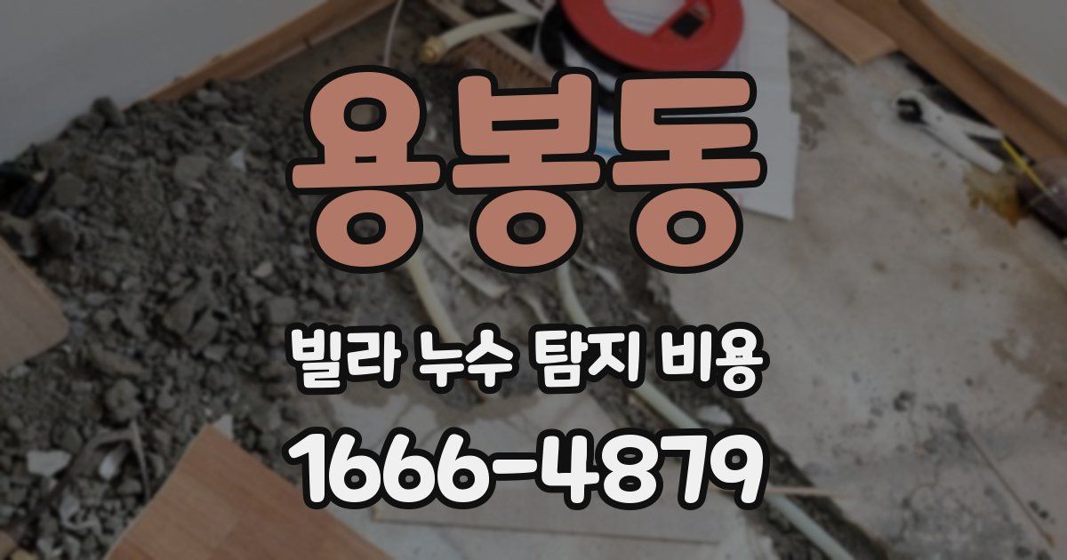 용봉동 빌라 누수 탐지 비용