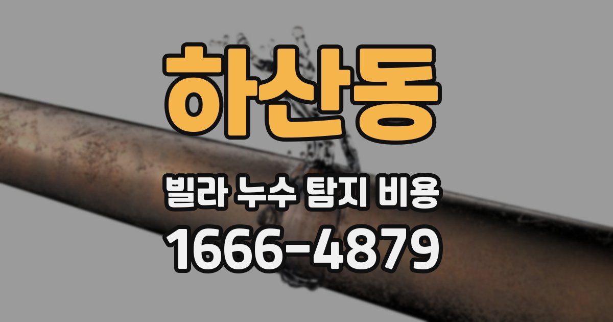 하산동 빌라 누수 탐지 비용