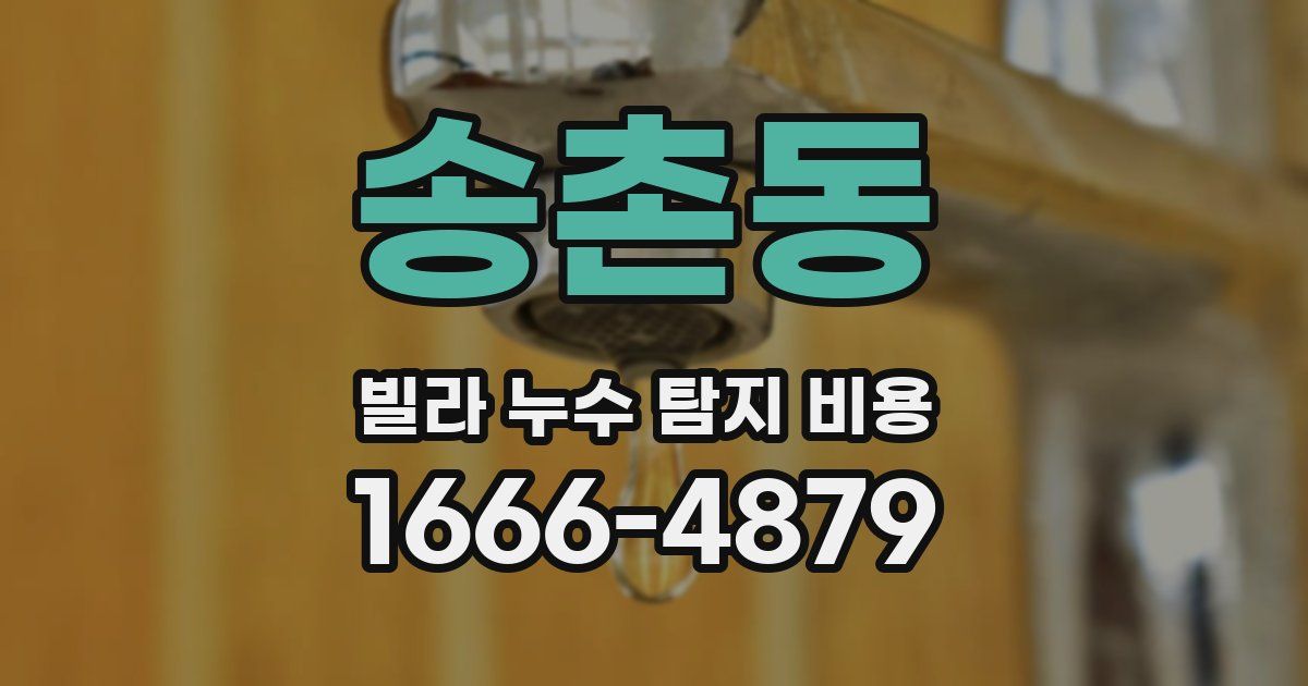 송촌동 빌라 누수 탐지 비용