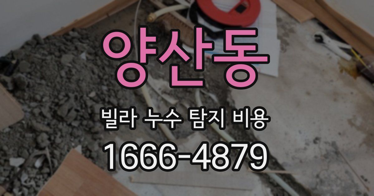 양산동 빌라 누수 탐지 비용