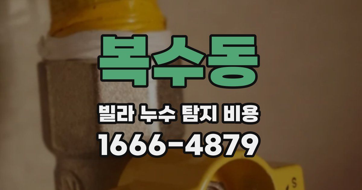 복수동 빌라 누수 탐지 비용