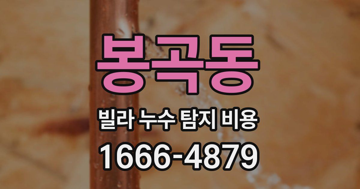 봉곡동 빌라 누수 탐지 비용