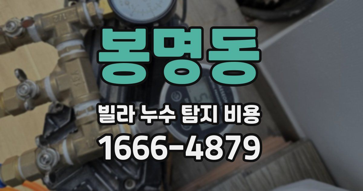 봉명동 빌라 누수 탐지 비용