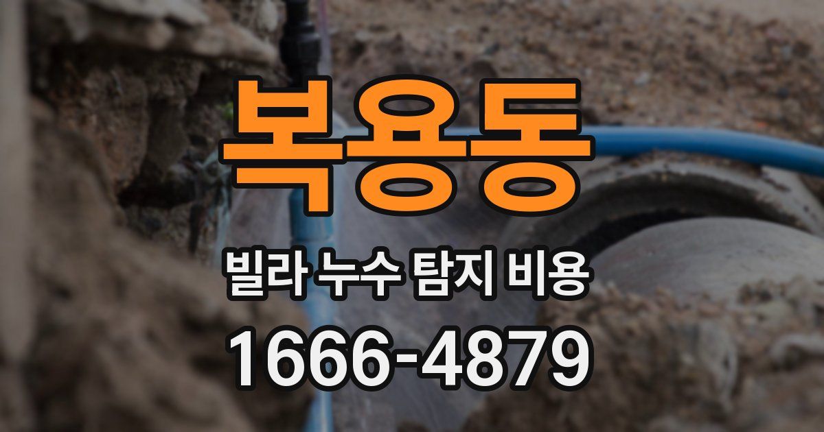 복용동 빌라 누수 탐지 비용