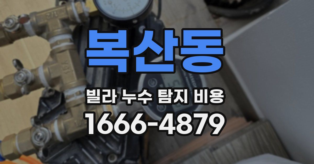 복산동 빌라 누수 탐지 비용