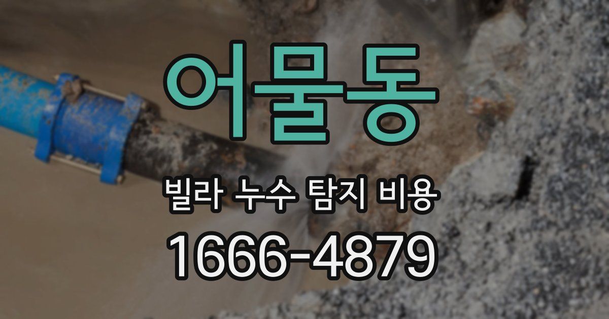 어물동 빌라 누수 탐지 비용