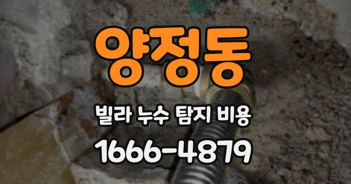 양정동 빌라 누수 탐지 비용