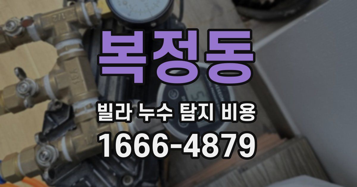 복정동 빌라 누수 탐지 비용