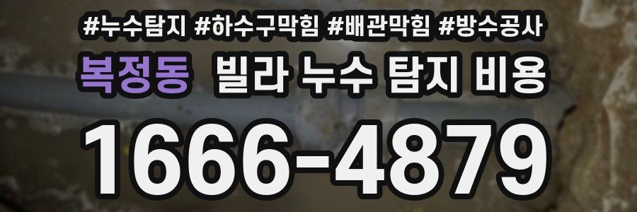 복정동 빌라 누수 탐지 비용