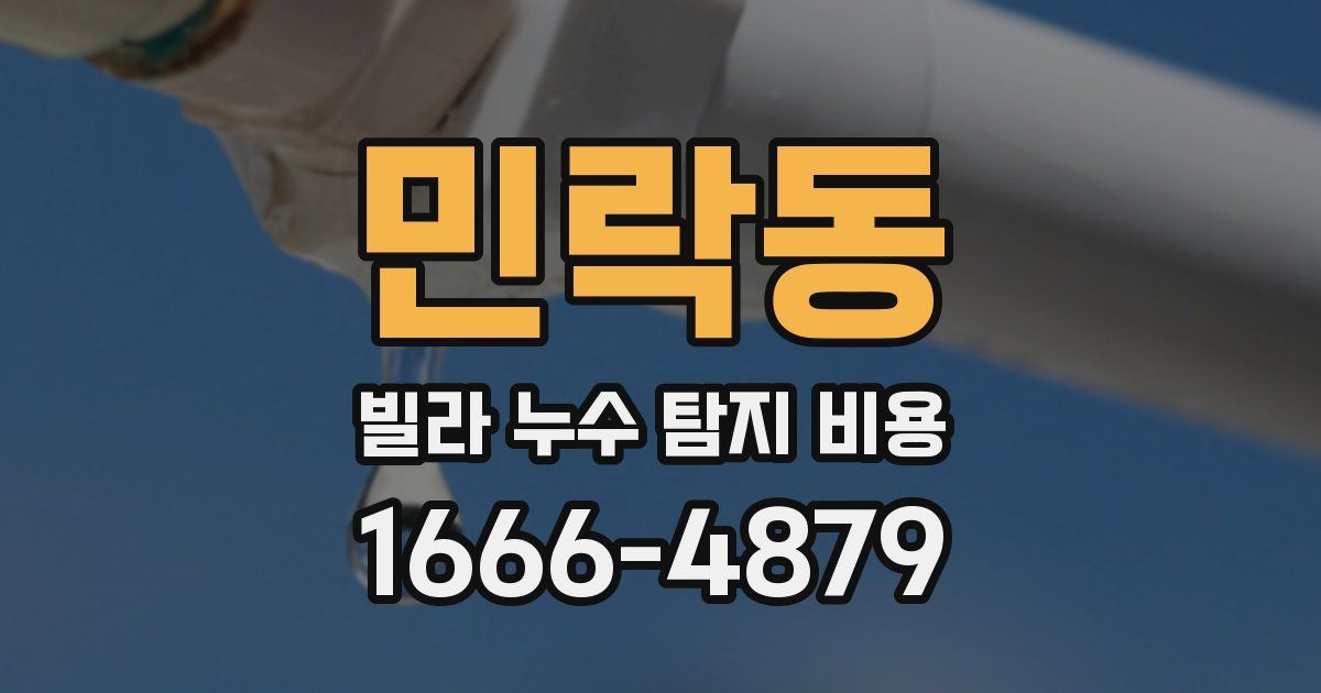 민락동 빌라 누수 탐지 비용