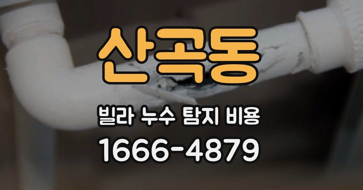 산곡동 빌라 누수 탐지 비용
