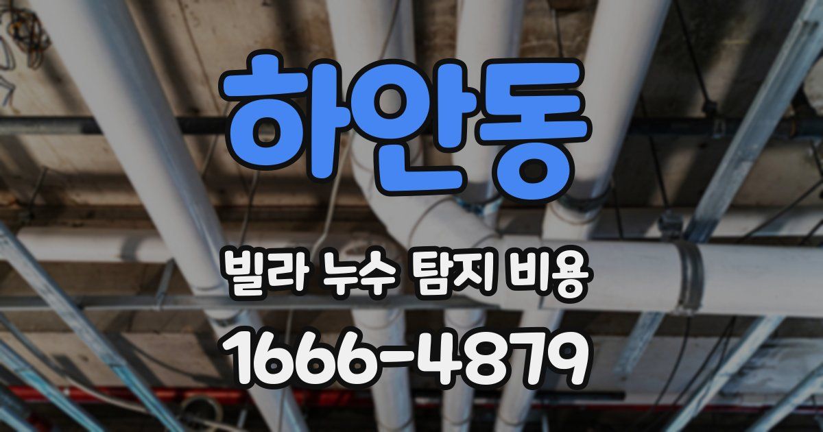 하안동 빌라 누수 탐지 비용