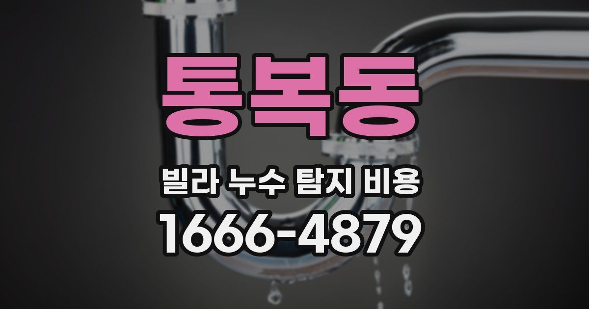 통복동 빌라 누수 탐지 비용
