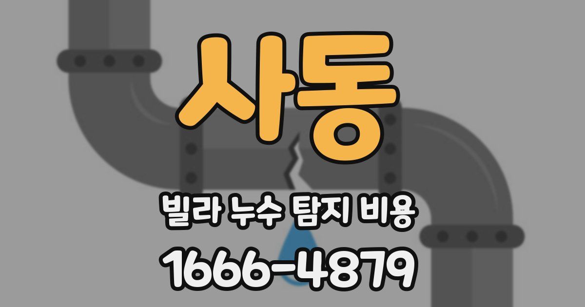 사동 빌라 누수 탐지 비용