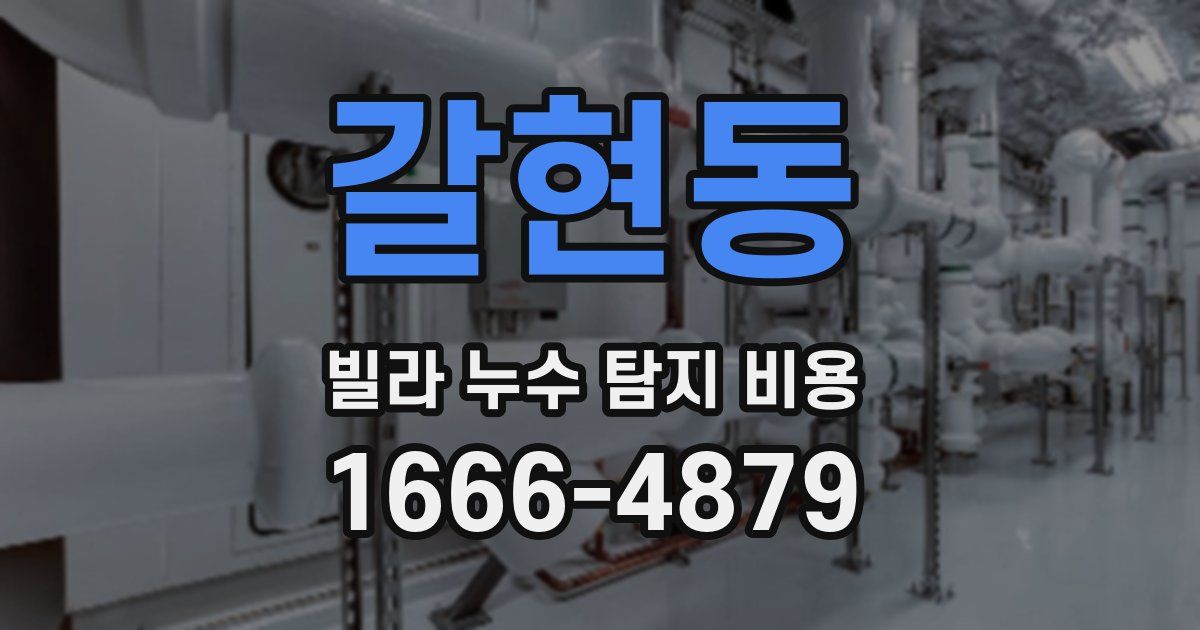 갈현동 빌라 누수 탐지 비용