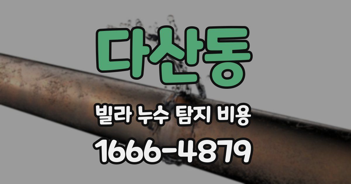 다산동 빌라 누수 탐지 비용