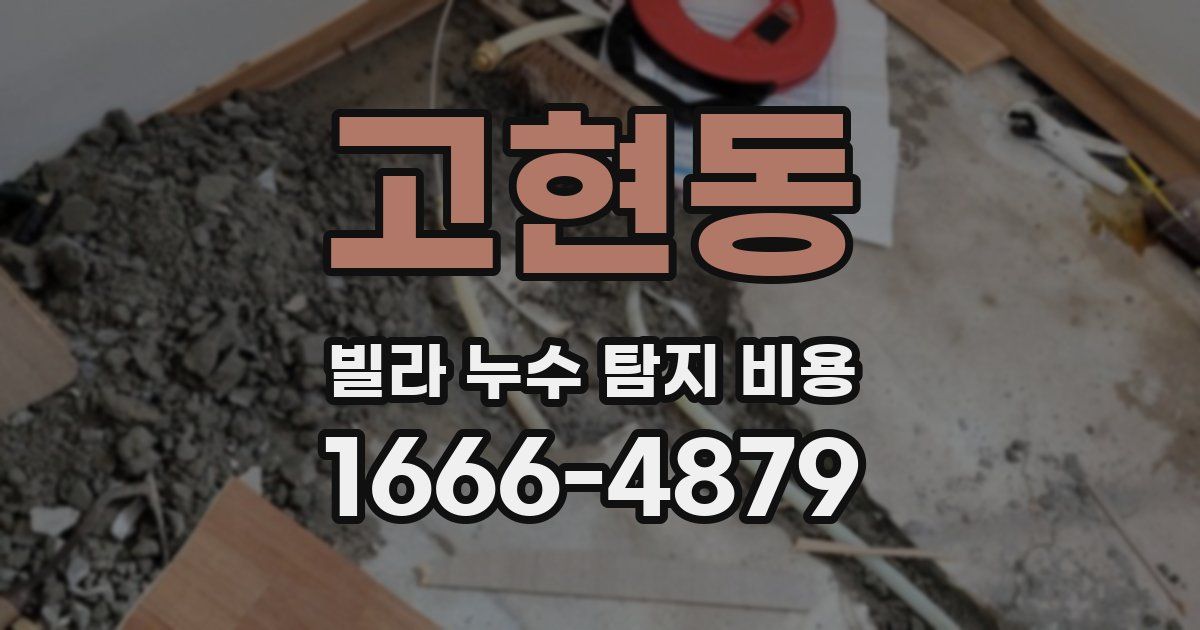 고현동 빌라 누수 탐지 비용