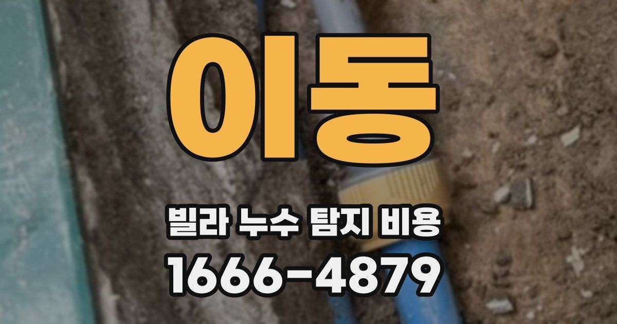 이동 빌라 누수 탐지 비용