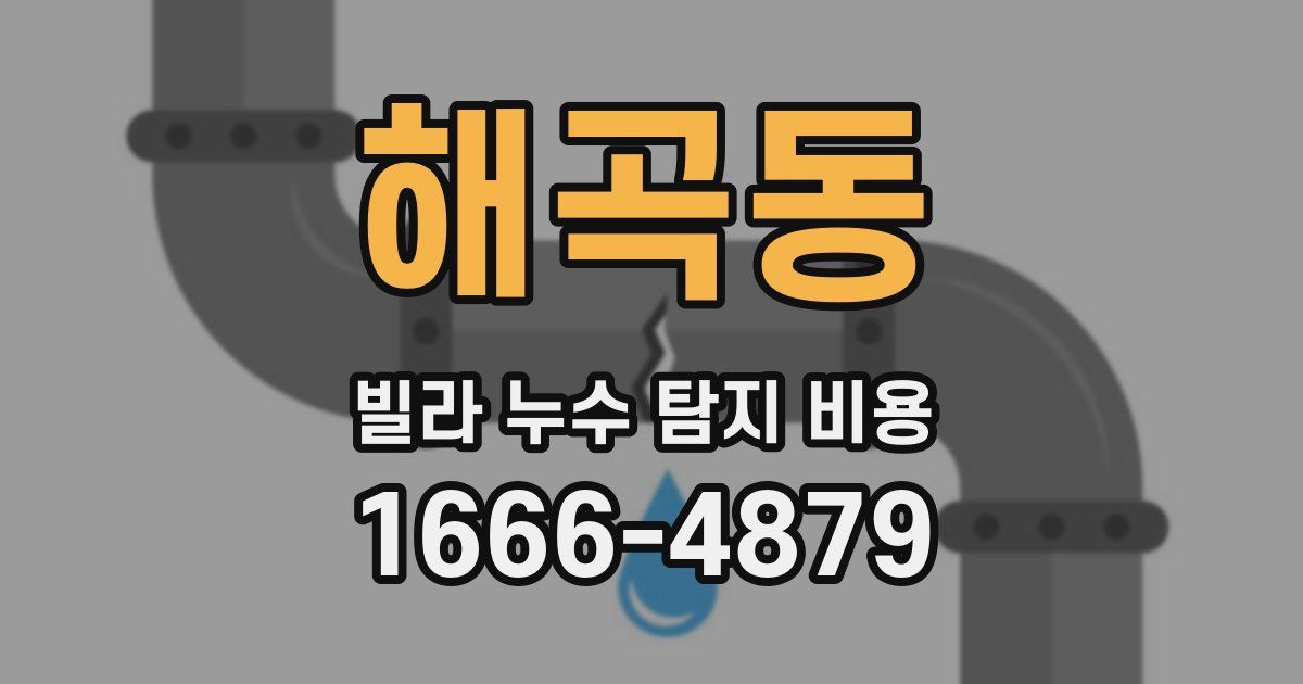 해곡동 빌라 누수 탐지 비용