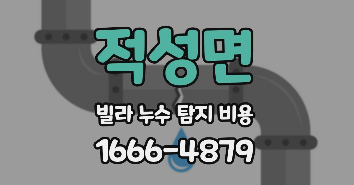적성면 빌라 누수 탐지 비용